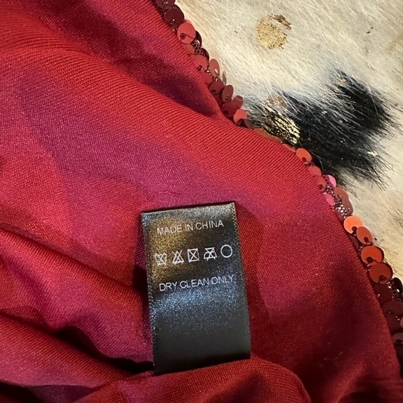 WOMEN’S Plus Size Cherry Red Sequin Cowl Short Sleeve Mini Dress - Picture 11 of 11